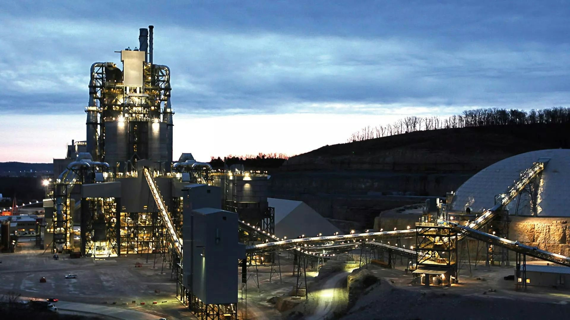 cement plant by night